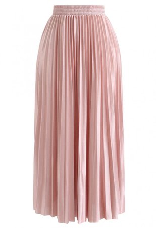 Full Pleated Midi Skirt in Peach - NEW ARRIVALS - Retro, Indie and Unique Fashion