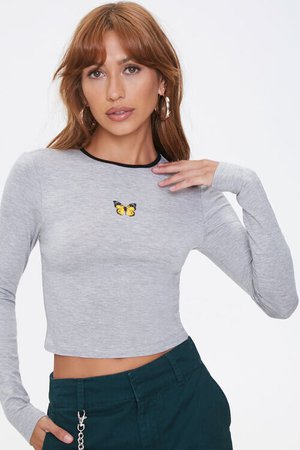 Butterfly Graphic Long-Sleeve Tee
