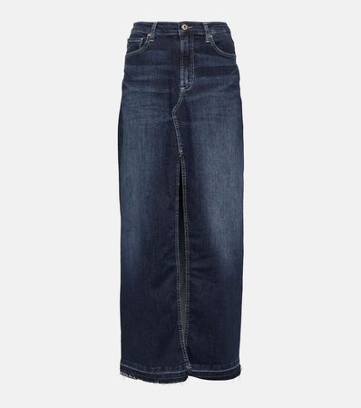 High Rise Denim Maxi Skirt in Blue - AG Jeans | Mytheresa