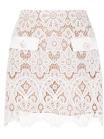 Self-Portrait floral-lace Fitted Mini Skirt - Farfetch