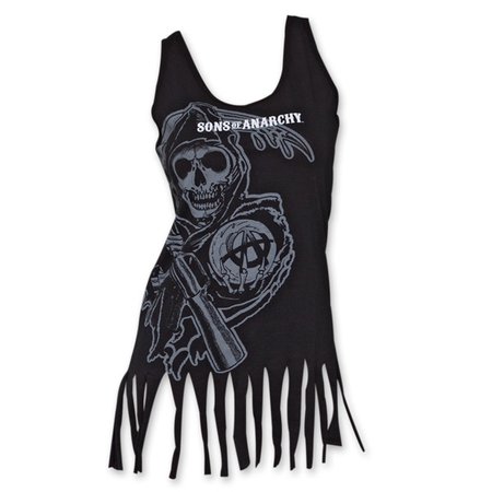 Sons of Anarchy Faded Reaper Crew Women's Fringe Tank Top | TVMovieDepot.com