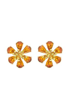 Crystal Flower Button Earrings By Oscar De La Renta | Moda Operandi