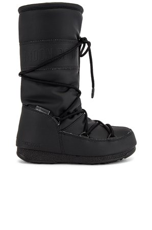 MOON BOOT High Rubber WP Boot in Black | REVOLVE