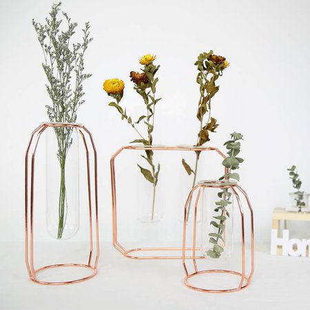 Nordic Style Glass Iron Art Vase Rose Gold Shape Flowerpot Home Wedding Decoration Accessories-in Vases from Home & Garden on Aliexpress.com | Alibaba Group