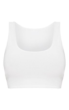 SHAPE WHITE SLINKY SQUARE NECK CROP TOP