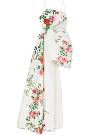 Alex Perry | Reid draped tulle-trimmed floral-print satin-crepe gown | NET-A-PORTER.COM