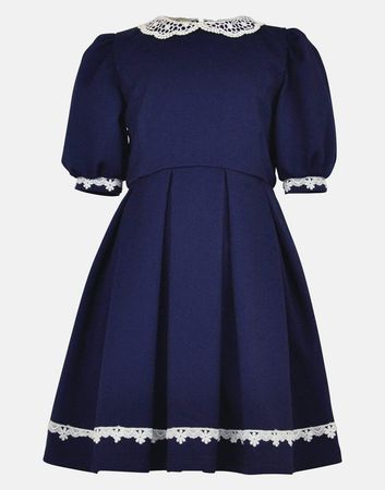 Alicia : Navy crochet detail dress – Little Lord & Lady