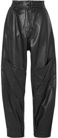 Louiza Leather Tapered Pants - Black