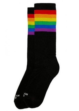 American Socks Rainbow Pride Black Mid High Socks | Attitude Clothing