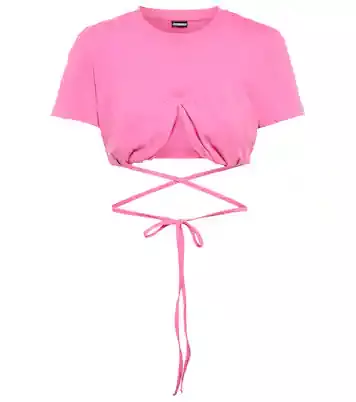 Le T Shirt Baci Cotton Crop Top in Pink - Jacquemus | Mytheresa