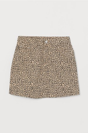 Denim skirt - Beige/Leopard print - | H&M GB