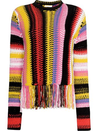 Shop Chloé striped fringed jumper with Express Delivery - FARFETCH