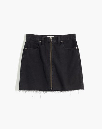 Rigid Denim A-Line Mini Skirt in Lunar Wash black