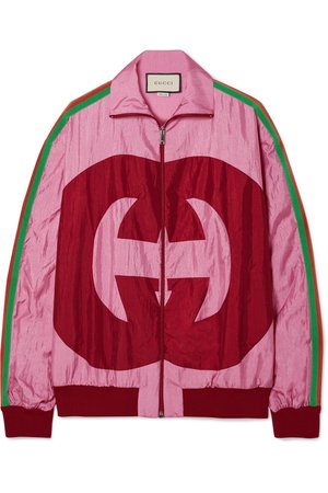 Gucci | Grosgrain-trimmed printed shell track jacket | NET-A-PORTER.COM