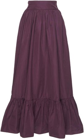 Gathered Cotton-Blend Maxi Skirt