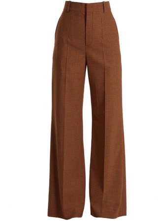 brown checked trousers
