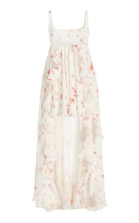 Ruffled Floral Silk High-Low Maxi Dress By Giambattista Valli | Moda Operandi
