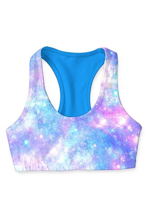 Wizard Stella Light Blue Galaxy Print Seamless Sport Yoga Bra - Women – Pineapple Clothing