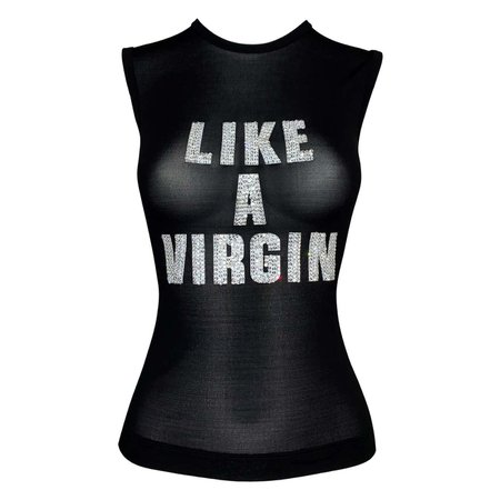 *clipped by @luci-her* 2000 Dolce and Gabbana Sheer Black "Like A Virgin" Tank Top For Sale at 1stDibs