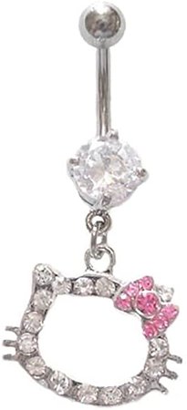 Hello Kitty Pink Bow Cz Head dangle Belly navel Ring piercing bar body jewelry: Amazon.ca: Jewelry