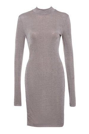 Clothing : Bodycon Dresses : 'Marii' Grey Silky Jersey Side Slit Top