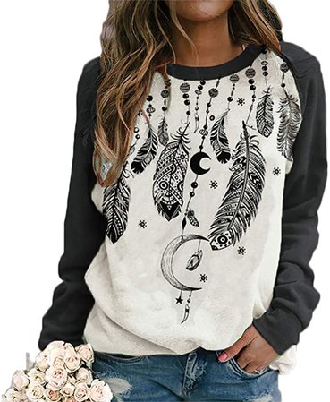 Almond Blossoms Shirt for Women, Almond Blossoms Print Casual Thin Sweatshirt Pullover Top-3XL at Amazon Women’s Clothing store