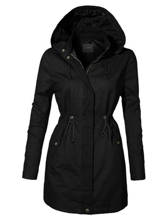 Fully Lined Oversized Long Anorak Parka Military Jacket with Pockets | LE3NO black