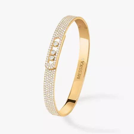 Move Noa Full Pavé Diamond Bangle Bracelet in Yellow Gold | Messika 12722-YG