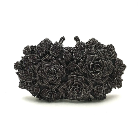 Black rose Rhinestone clutch