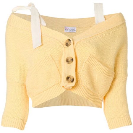 yellow off shoulder crop sweater