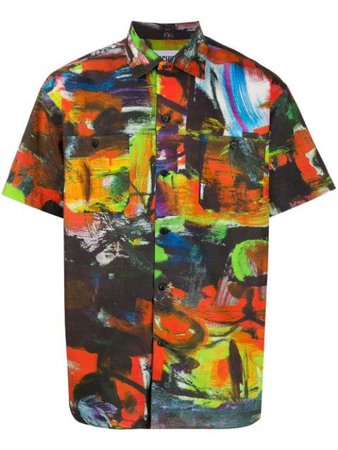 Moschino Paint Effect Short-Sleeved Shirt A02122057 Orange | Farfetch