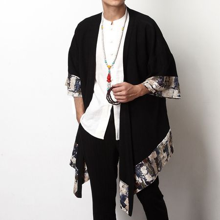 2018 Male Loose Cardigan Coat Chinese Wind Cotton Kimono Male Hanfu Cardigan Cloak Coat NEW | Wish