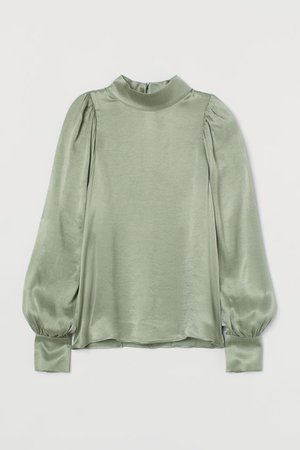 Cupro-blend Blouse - Light green - Ladies | H&M US