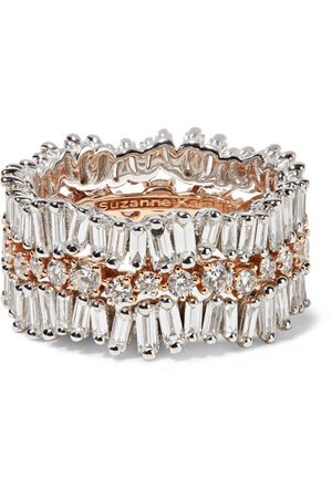 Suzanne Kalan | 18-karat white and rose gold diamond ring | NET-A-PORTER.COM