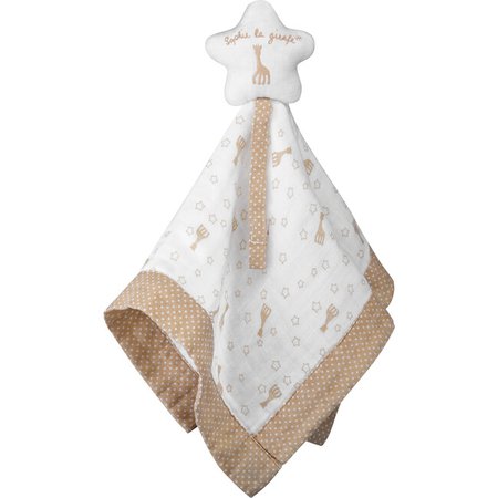 So'Pure Pacifier Holder Baby Blanket, White/Brown - Sophie la Girafe Infant Development | Maisonette