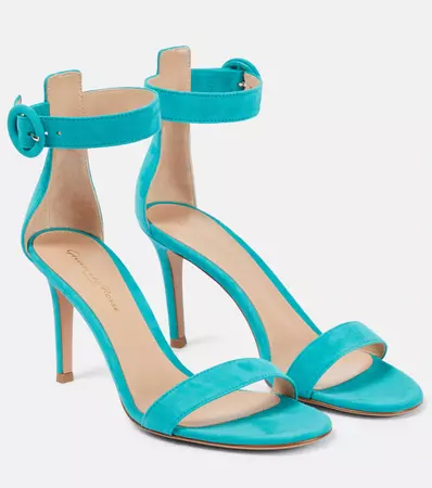 Portofino 85 Suede Sandals in Blue - Gianvito Rossi | Mytheresa