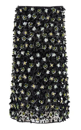 Embroidered Silk Georgette Midi Skirt By Des Phemmes | Moda Operandi