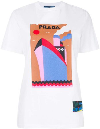logo boat-print T-shirt