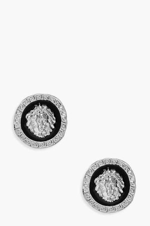 Lion Medallion Stud Earrings | Boohoo