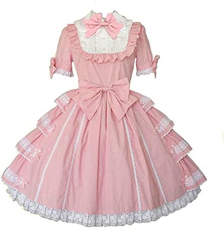Amazon.com: Jeufoin Women Girls Sweet Pink Lolita Dress Short Sleeves Kawaii Japanese Style Princess Lolita Dresses with Bows 3XL Pink : Clothing, Shoes & Jewelry