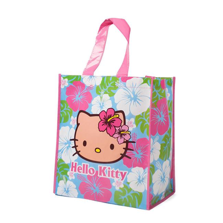 Sanrio Shopping Bag Hello Kitty Hawaii Reusable Hula Pink Plastic Tote