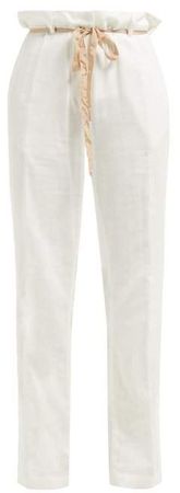Raw Seam Tailored Cotton Trousers - Womens - White