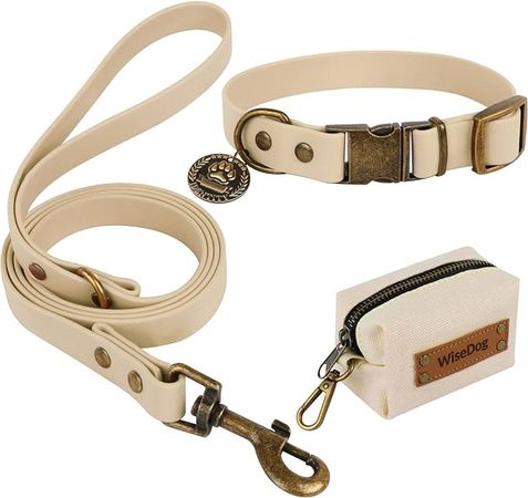 Amazon.com : Wisedog Dog Collar and Leash Set Combo: Adjustable Durable Pet Collars with Dog Leashes for Small Medium Large Dogs,Includes One Bonus of Poop Bag Holder (XS, Sand Color) : Pet Supplies
