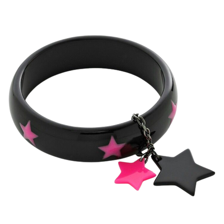 pink and black star bangle bracelet
