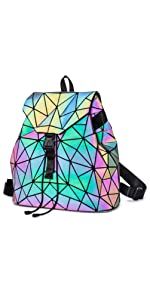 Amazon.com | Geometric Backpack Holographic Luminous Backpacks Reflective Bag Luminesk Irredescent Rucksack Luminous NO.1 | Casual Daypacks