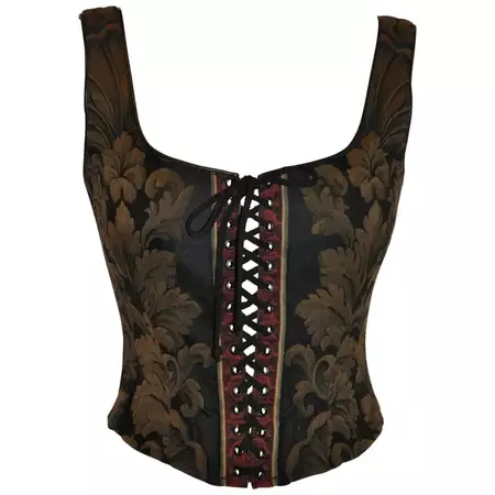 Gigi Clark Lace-Up with Hook and Eye Leather Accent Multi-Color Corset For Sale at 1stDibs | gigi clark corset, gigi clarke, gigi clark clothing