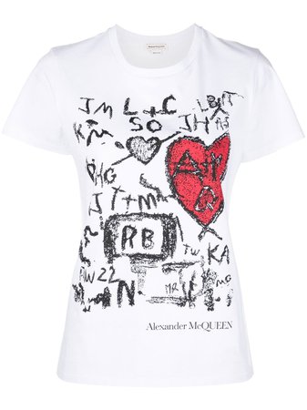 Alexander McQueen scribble-print Cotton T-shirt - Farfetch