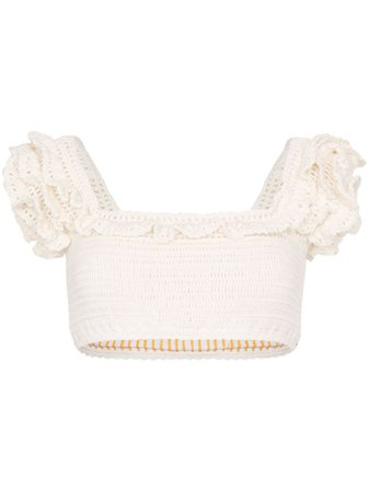 She Made Me Saachi Crochet Frill Bikini Top | Farfetch.com