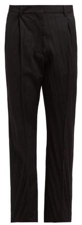 Pressed Wool Blend Tailored Trousers - Womens - Black