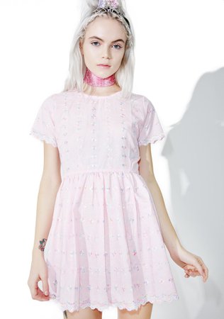 Pink Eyelet Babydoll Dress | Dolls Kill